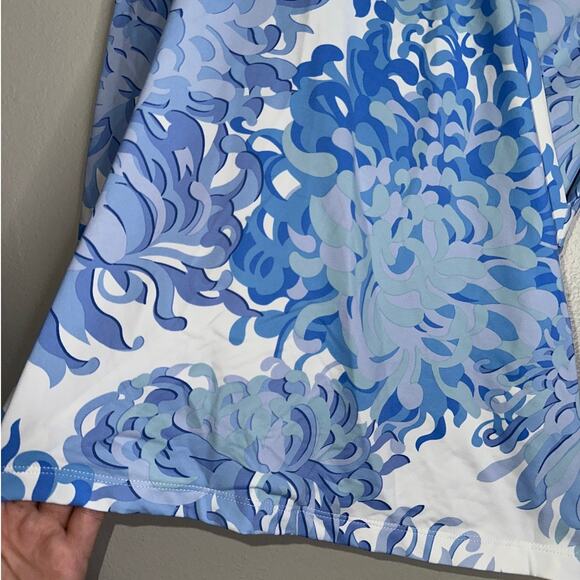 J.McLaughlin Catalina Cloth Wrap Top Blue White Floral Print Size Small - Picture 3 of 5